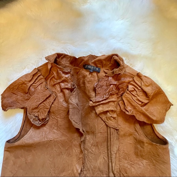 Ports 1961 Extremely Unique Distressed Camel Leather Vest - Picture 4 of 7